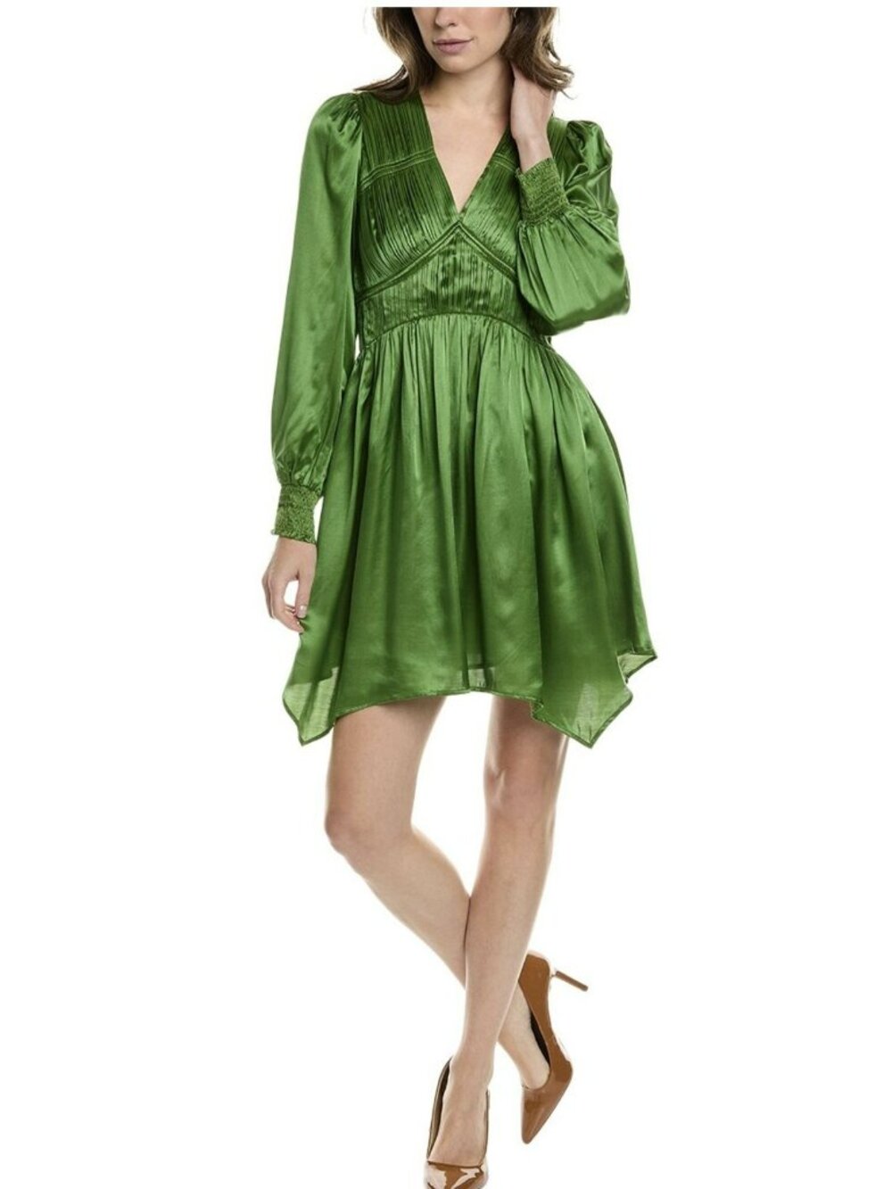 All Saints $395 Cactus Esta Silk Blend Asymmetrical Hem Mini Dress Sz 0 NWT